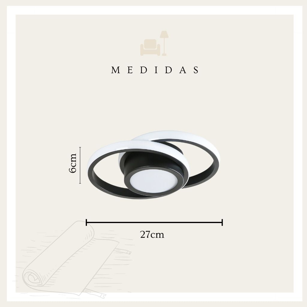 Luminária De Teto Modelo Plafon Círculos Black
