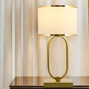 Abajur Dourado Cúpula Branca Moderno - Cleam