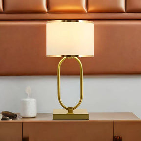 Abajur Dourado Cúpula Branca Moderno - Cleam