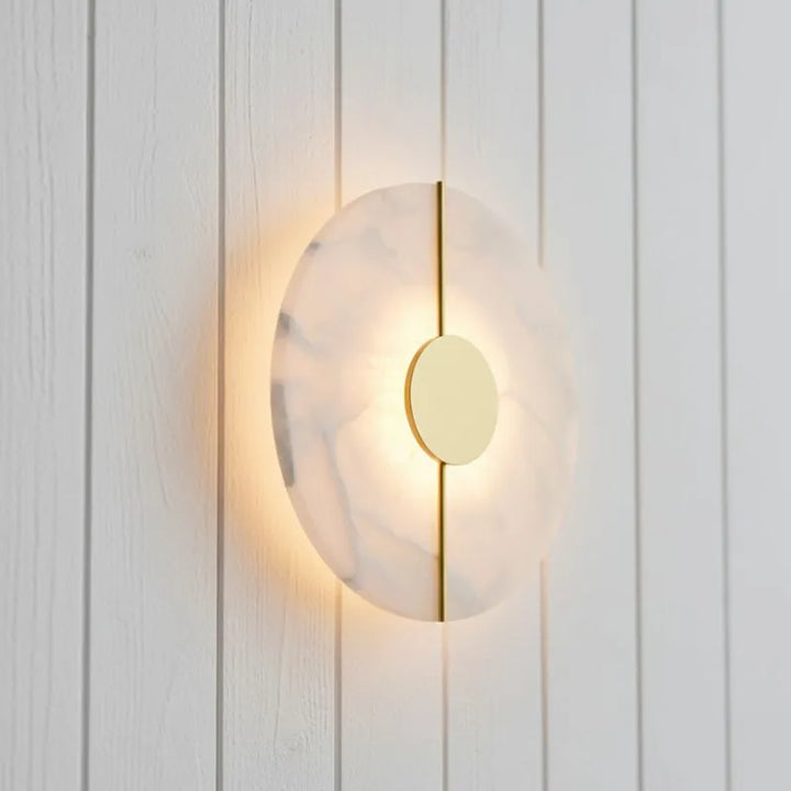 Luminária de parede em pedra natural marmore com iluminação sofisticada