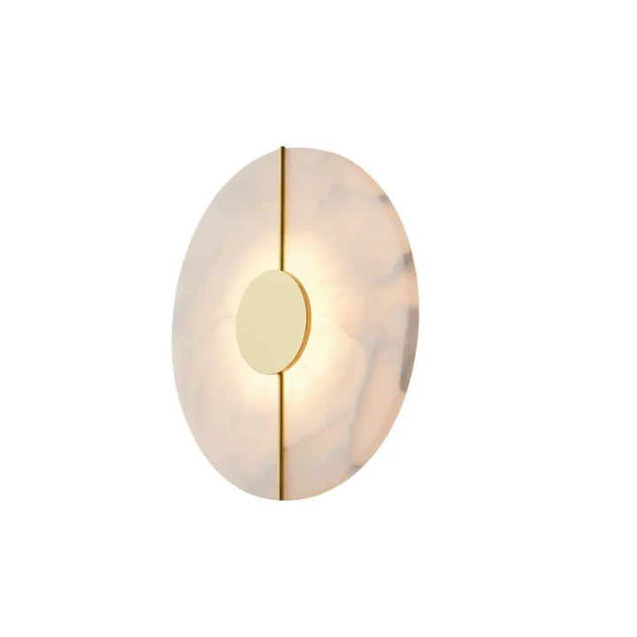 Luminária de parede em pedra natural marmore com detalhe dourado