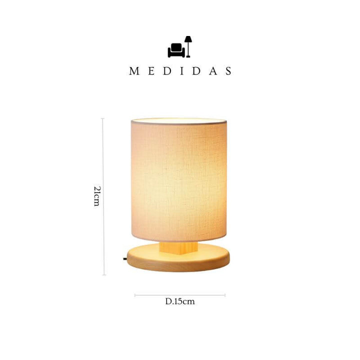Abajur de mesa de madeira rústico
artesanal com luz quente