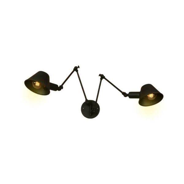 Luminária Articulada de Parede Dupla Preta - Moderna